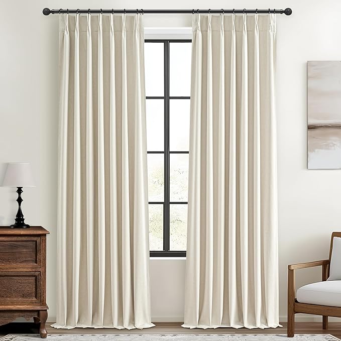 Extra Long Pleated Black Out Curtains 108 Inches Long by QJMYDECO