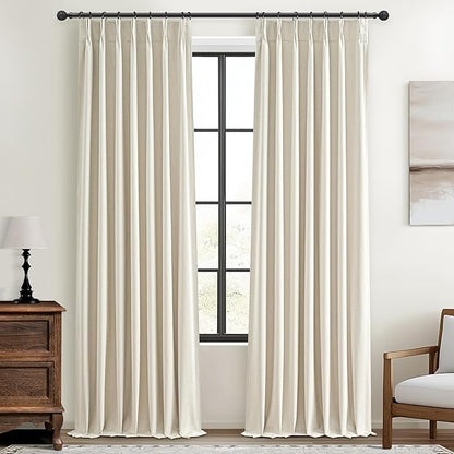 Cream Blackout Curtains & Drapes 96 Inches Long 2 Panels Set by QJMYDECO