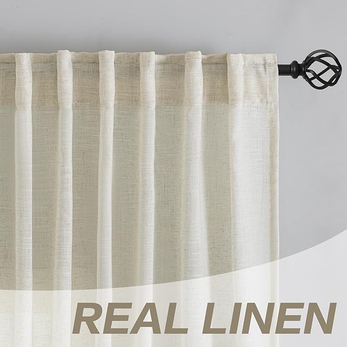 DONREN Natural Back Tab Curtains 78 Inches Long 2 Panels - Image 7
