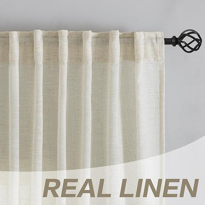 DONREN Natural Back Tab Curtains 48 Inches Long 2 Panels - Image 6