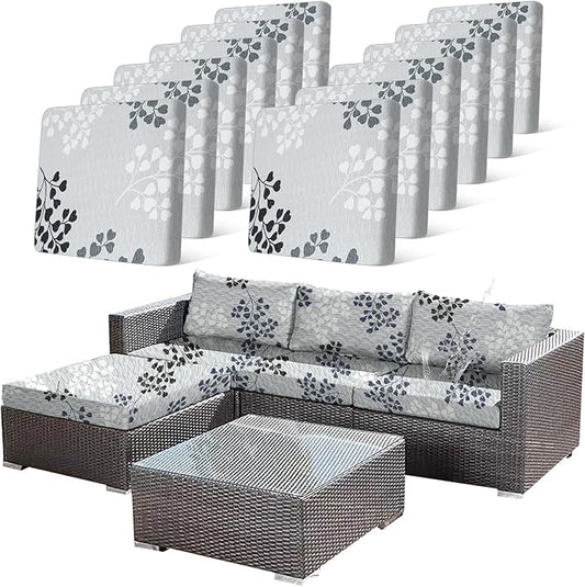 12Pcs Outdoor Stretch Cushion Covers, Waterproof Outdoor Chair Floral Cushion by CALBODE