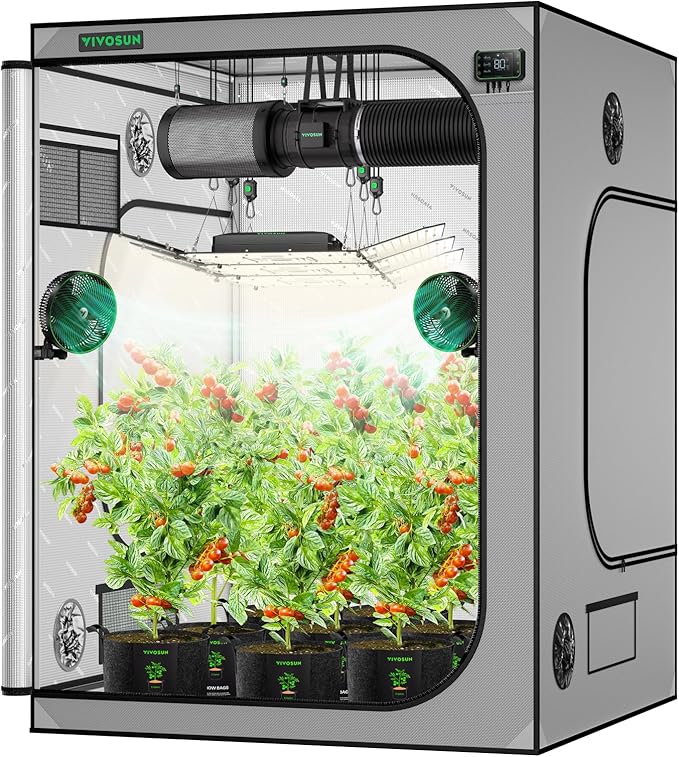 VIVOSUN G558 5x5 Pro Grow Tent 60"x60"x80", Plant Greenhouse Tent 2000D Mylar by VIVOSUN