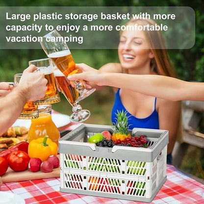 Heavy Duty Plastic Milk Crates for Storage, Collapsible Shopping Basket - Image 3