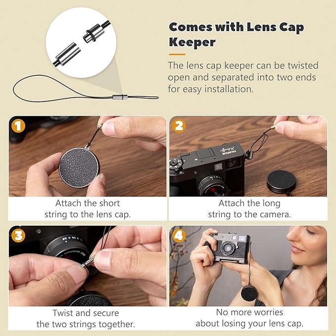 Fuji X Half Leather Texture Lens Cap, Aluminum Anti-Dust Anti-Scratches - Image 6