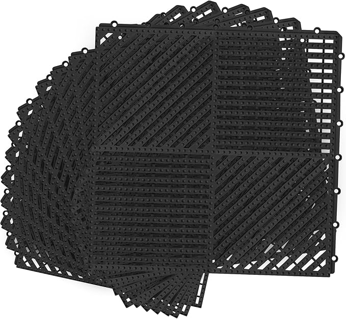 MYFAMIREA Modular Interlocking Cushion 12 Pack 11.8" x 11.8" Rubber Floor Tiles by MYFAMIREA