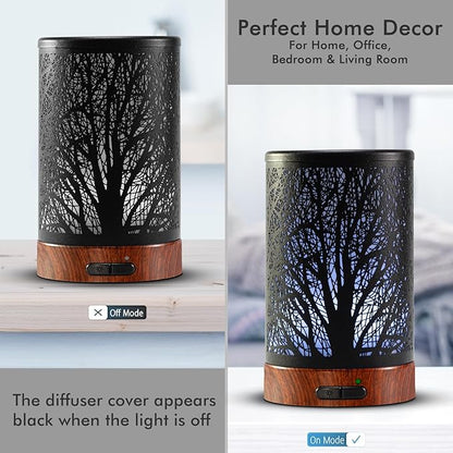 EQUSUPRO Essential Oil Diffuser 150ml Black Metal Aromatherapy Oil Diffuser - Image 2