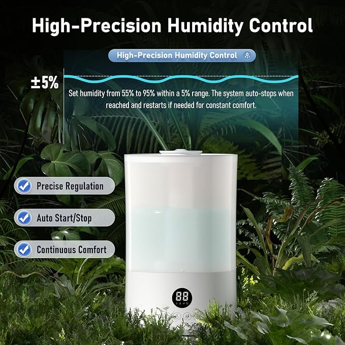 Humidifiers for Bedroom, 4L Top Fill Humidifier for Large Room, 250ml/h Cool - Image 2