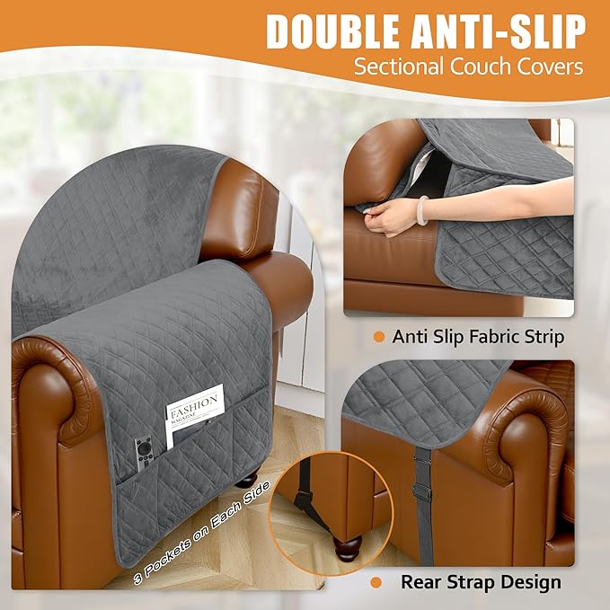 Arfntevss Waterproof Sectional Couch Covers L Shape Washable Velvet Sofa Cover - Image 4