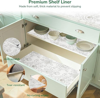 Floral Drawer and Shelf Liner for Kitchen, Non-Slip Non-Adhesive Cabinet Liners - Image 6