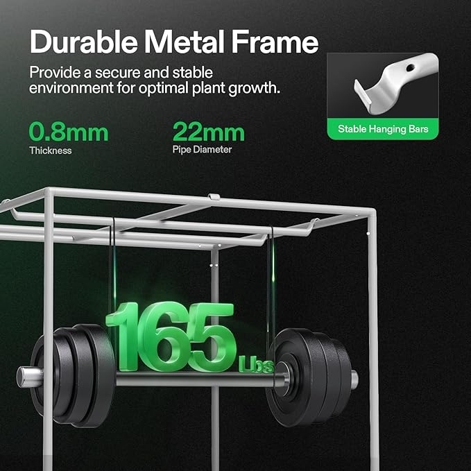 VIVOSUN G558 5x5 Pro Grow Tent 60"x60"x80", Plant Greenhouse Tent 2000D Mylar - Image 5