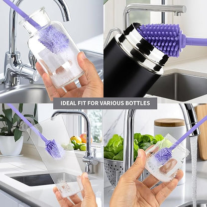 A-Brush Silicone Bottle Cleaner Brush, 3 Piece Set, Long Handle - Image 5