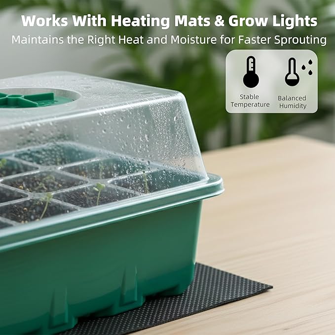 Seed Starter Kit 10-Pack with Humidity Dome, 120 Cells Propagation Trays & Base - Image 6