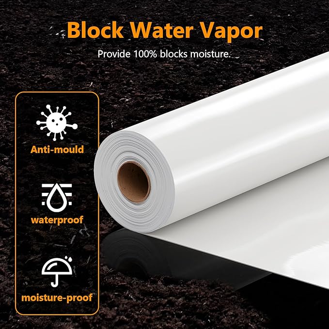 Crawl Space Vapor Barrier, 10mil Film, Heavy Duty Polyethylene Film, Drop Cloth - Image 4