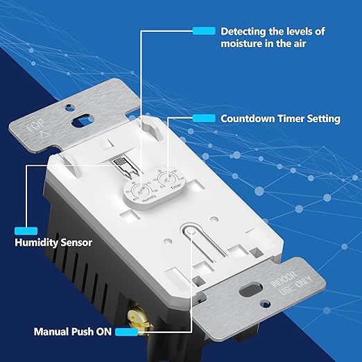 LIDER No Neutral Wire Required Humidity Sensor Switch, Automatic Humidity - Image 5