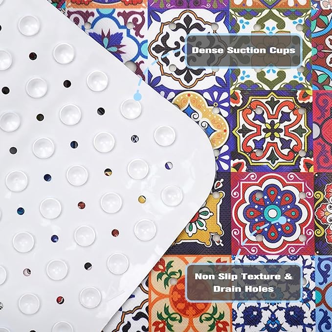 Boho Bathtub Mat Non Slip, Vintage Bath Tub Mat Baby Bath Mats - Image 3