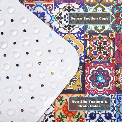 Boho Bathtub Mat Non Slip, Vintage Bath Tub Mat Baby Bath Mats - Image 3