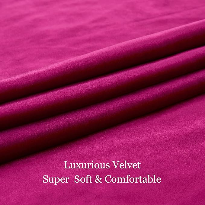 BULBUL Living Room Velvet Window Curtains 120 inch Length- 2 Panels Hot Pink - Image 5