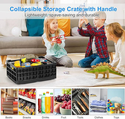 4-Pack Heavy Duty Stackable Storage Crates Plastic Collapsible Milk Crate - Image 2