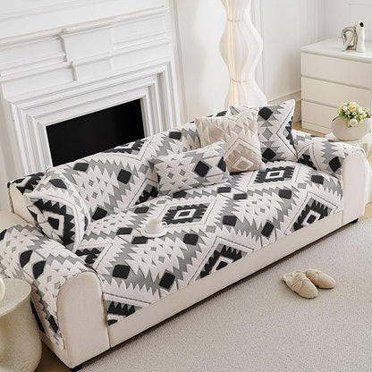 Boho Plush Couch Covers for Sofa Washable, Fuzzy Soft Couch Cover for Sectional - Image 7