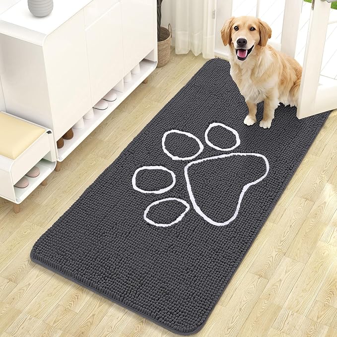 OLANLY Dog Door Mat for Muddy Paws 47x24, Paw Print Design, Absorbs Moisture by OLANLY