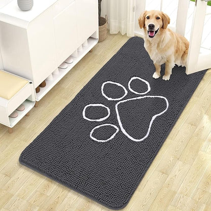 OLANLY Dog Door Mat for Muddy Paws 47x24, Paw Print Design, Absorbs Moisture by OLANLY