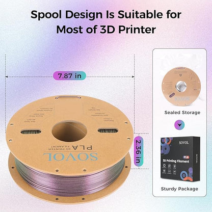 Sovol Silk PLA Filament with Purple Glitter 1kg 1.75mm, Color Changeable 3D - Image 7