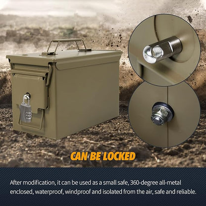 GUGULUZA Metal Ammo Can 30/50 Cal, Lockable Bullet Storage Case, Waterproof & - Image 7