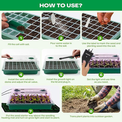 Seed Starter Tray with Grow Light & Heating Mat, 68℉-113℉ Adjustable, 40-Cell - Image 7