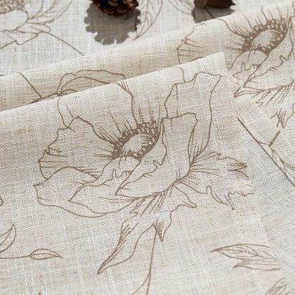 jinchan Floral Linen Curtains for Living Room 63 Inch Length Taupe Flower - Image 5