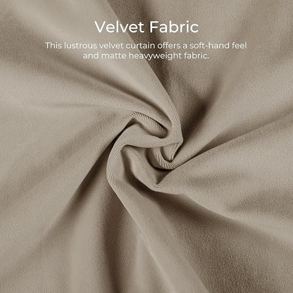 TWOPAGES Luxury Velvet Curtain Pinch Pleated Light Khaki Curtain 96 inch Long - Image 3