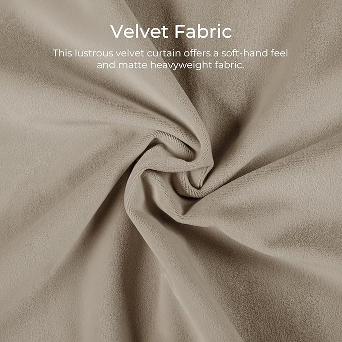 TWOPAGES Luxury Velvet Curtain Pinch Pleated Light Khaki Curtain 108 inch Long - Image 3