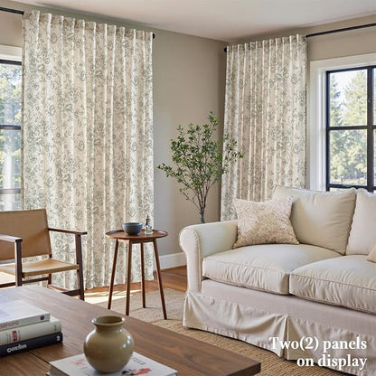 jinchan Linen Floral Curtains Extra Wide - Image 3