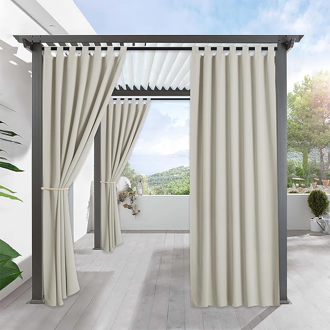 RYB HOME Outdoor Curtains for Patio Waterproof Tab Top Block Sunlight Thermal by RYBHOME