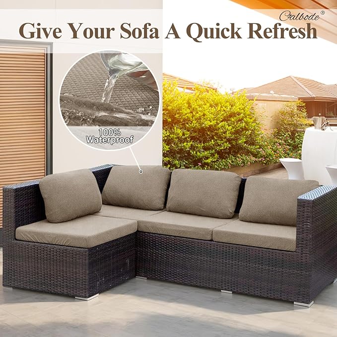 14Pcs Outdoor Stretch Cushion Covers, Waterproof Outdoor Chair Cushion Covers - Image 4