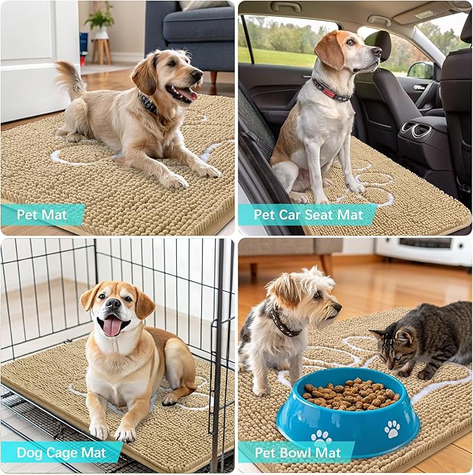 OLANLY Dog Door Mat for Muddy Paws 36x24, Paw Print Design, Absorbs Moisture - Image 7
