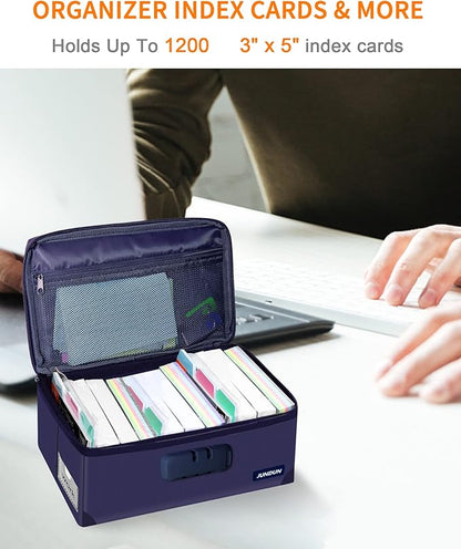 JUNDUN Index Card Holder with Lock, Collapsible Fireproof Index Card Box fits - Image 3