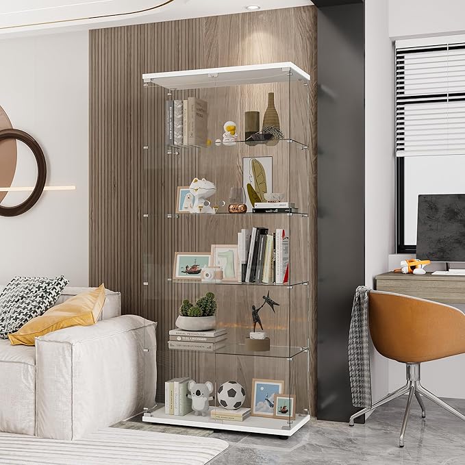 Yoluckea 5 Shelves Glass Display Cabinet by Yoluckea