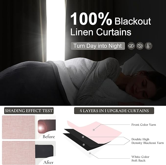 Extra Long Light Baby Pink Blackout Drapes 120 Inches Long 2 Panels - Image 2