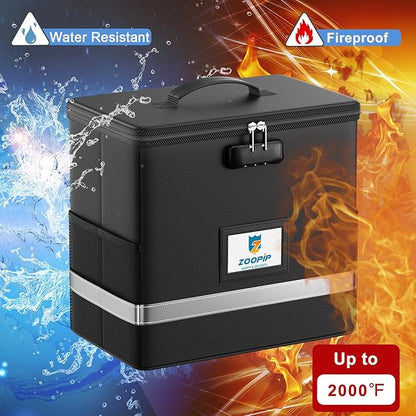 Fireproof File Box with Lock, Document Box Storage Organizer, Suitable - Image 2