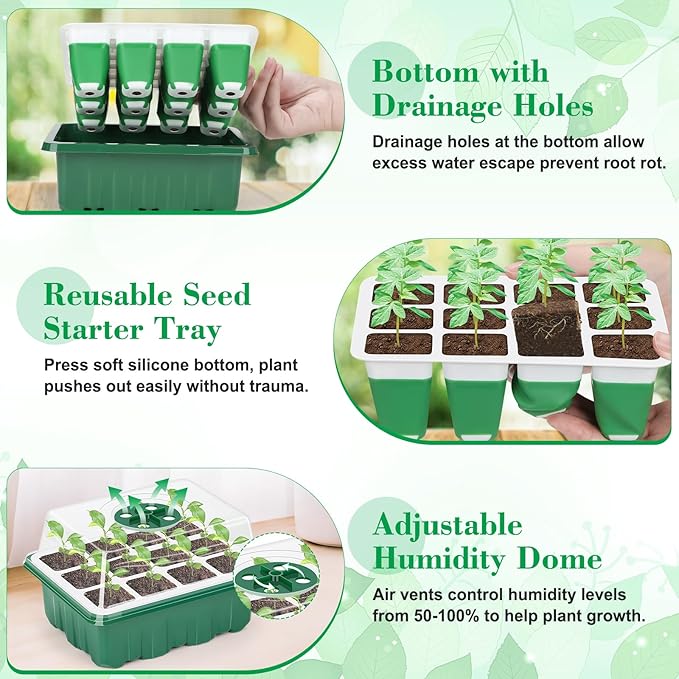 Reusable Silicone Seed Starter Tray, 60 Cells Seed Starter Kit - Image 4