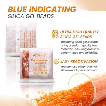 Adsorbco Rechargeable Desiccant, Indicating Silica Gel Packets, Moisture - Image 7