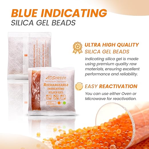 Adsorbco Rechargeable 500 Gram 4 Packs Desiccant, Indicating Silica Gel Packets - Image 7