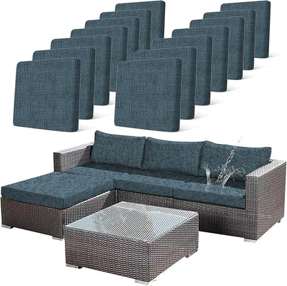 14Pcs Stretch Patio Cushion Covers Outdoor Couch Cover Replacement, Outdoor by CALBODE