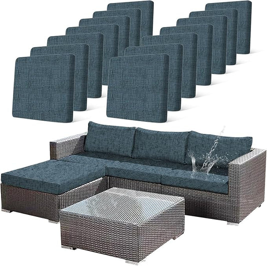14Pcs Stretch Patio Cushion Covers Outdoor Couch Cover Replacement, Outdoor by CALBODE