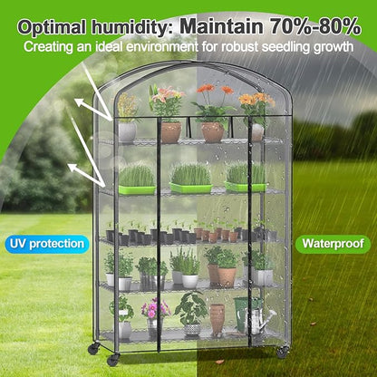 Abimars 5-Tier Greenhouse with Caster Wheel, Each Shelf Height Adjustable Metal - Image 6