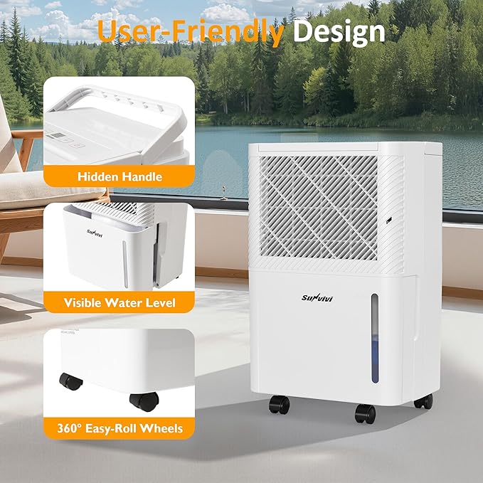Sunvivi 22 Pints Dehumidifier for Home, 1500 Sq.Ft Dehumidifiers - Image 6