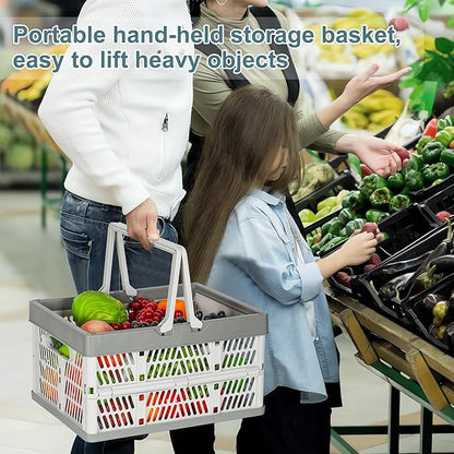 Heavy Duty Plastic Milk Crates for Storage, Collapsible Shopping Basket - Image 2