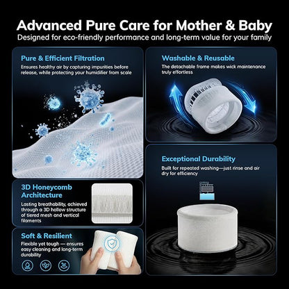 Evaporative Humidifier for Baby, Aeocky 4.5L Humidifiers for Bedroom, Large Room - Image 6