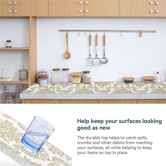 12 x 360 Inch Gold Shelf Liner for Kitchen Cabinets Non Adhesive Kitchen Drawer - Image 4