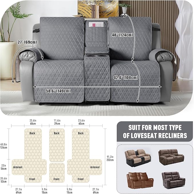 TAOCOCO 100% Waterproof Loveseat Recliner Cover - Image 2
